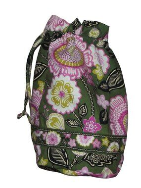 Vera Bradley Ditty Bag Wet/Dry Drawstring Pouch green pink floral 13"